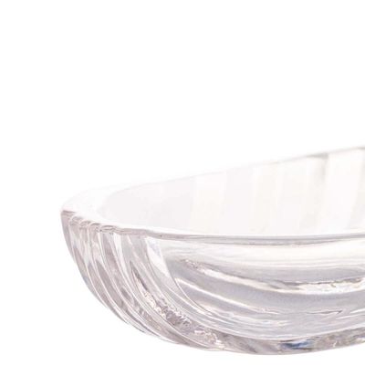 2 Pratos Decorativos de Cristal Leaf 39x14x3cm Lyor Travessa Bandeja de Aparador