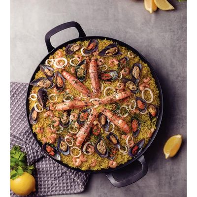 Panela Paellera 38cm Tramontina Profissional 5,1L Frigideira Tacho de Paella Ferro Preto