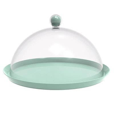 Porta Bolo Torta 30cm Verde Menta Bubble com Cúpula Crippa Boleira Doces Petiscos