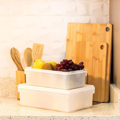 Kit 2 Caixas Organizadoras de Alimentos 11L Empilhável Hermética Plasvale Plástica Retangular