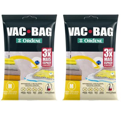 Kit 2 Sacos Vac Bag Ordene para Roupas Médio 45x65cm A Vácuo Polietileno Reutilizável