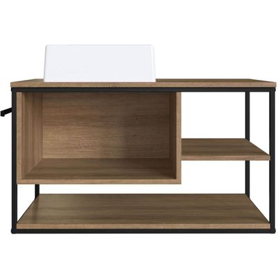 Gabinete Para Banheiro com Cuba e Gaveta Suspenso 80cm Mel Industrial Placa e Ponto