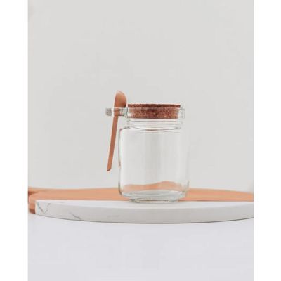 Conjunto 12 Potes de Vidro com Tampa de Rolha Colher de Bambu Porta Temperos 240ml Lyor