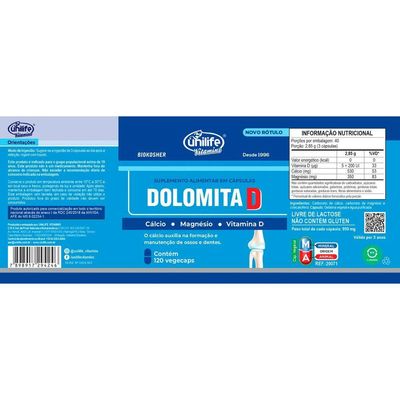 Kit 5 Dolomita Com Vitamina D Unilife 120 Cápsulas