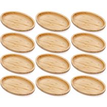 Kit 12 Petisqueiras Bambu Bandeja Oval 23x15cm Restaurante Plasvale Travessa Multiuso