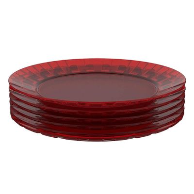 Jogo 6 Pratos Vermelhos Grandes 26cm Crippa Servir Mesa Posta Porções Aperitivos