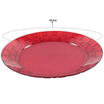 Jogo 6 Pratos Vermelhos Grandes 26cm Crippa Servir Mesa Posta Porções Aperitivos