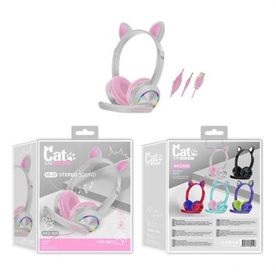 Fone De Ouvido Gato Com Orelhas Led E Microfone - Diversão E Qualidade Sonora