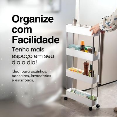 Prateleira Multiuso 4 Andares Com Rodinha Branca
