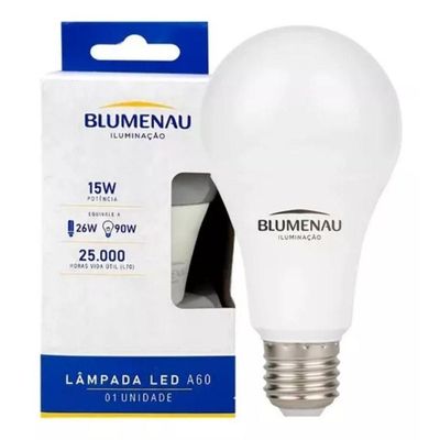 Lâmpada Led A60 Blumenau - 15w - 6500k Luz Branco Frio