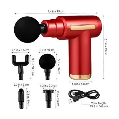 Mini Massageador Elétrico Profissional 4 Em 1 Vermelho