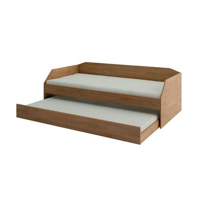 Bicama Solteiro Duo Luxo Com Cama Auxiliar Em Mdf Premium Amendoa