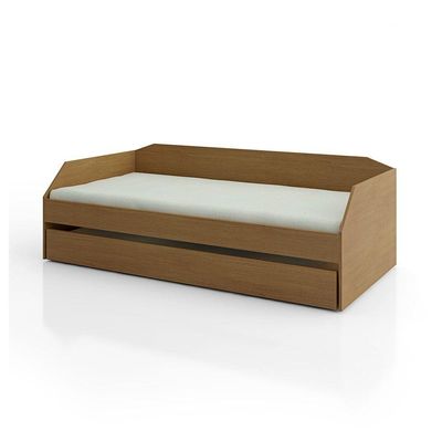 Bicama Solteiro Duo Luxo Com Cama Auxiliar Em Mdf Premium Amendoa