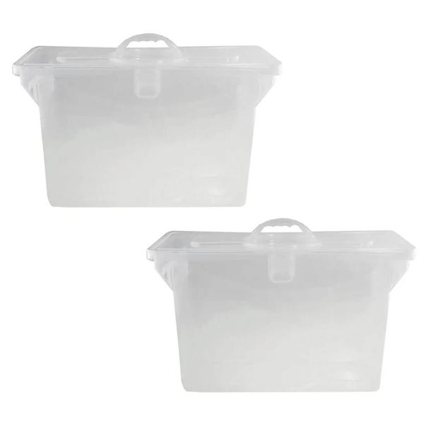 Kit 2 Maletas Plásticas Empilháveis Transparente Dello Pastas Suspensas Escritório Closet