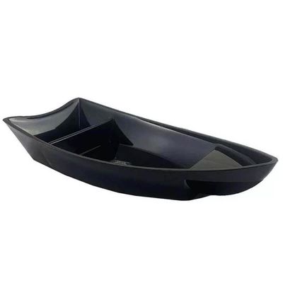 Kit 6 Barcas Sushi Comida Japonesa Oriental 27,5x13cm Plástica Divisórias Preto Uno Coza