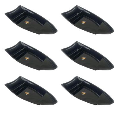 Kit 6 Barcas Sushi Comida Japonesa Oriental 27,5x13cm Plástica Divisórias Preto Uno Coza