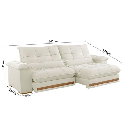 Sofá Dubai Linho 02 Módulos De 100 Cm B25 Cm Meu Sofá Online A302 Linho Branco