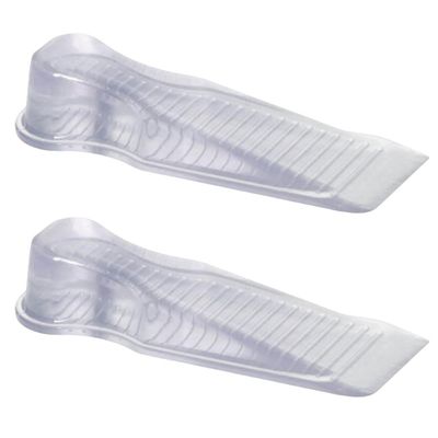 Kit 2 Aparadores Travas de Portas Segura PVC Transparentes 11x3,5x2cm Calço Chão