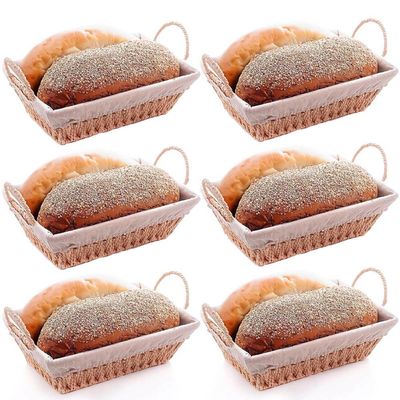 Kit 6 Cestas Papel 29x12cm Servir Pães Restaurantes Forro Tecido Frutas Decoração Retangulares Wolff