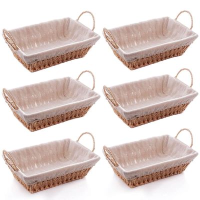 Kit 6 Cestas Papel 29x12cm Servir Pães Restaurantes Forro Tecido Frutas Decoração Retangulares Wolff