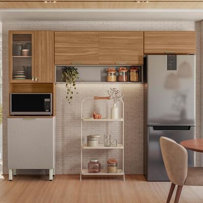 Cozinha Compacta Alba 6 Portas Amêndola Touch Nude Prime Tx Demóbile