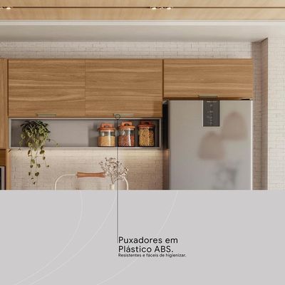 Cozinha Compacta Alba 6 Portas Amêndola Touch Nude Prime Tx Demóbile