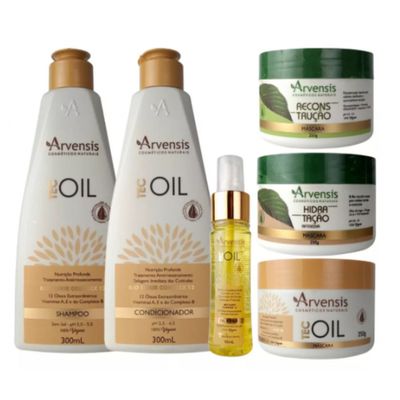 Kit Arvensis Tec Oil 4 Itens + Mascara Reconstrução Hidratação