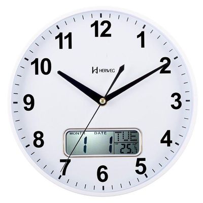 Relógio Parede Herweg 26 Cm Termômetro Silencioso Branco - Branco