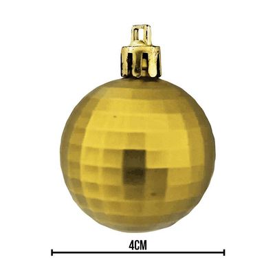 Bola De Natal Dourada Facetada 4cm - 12 Unidades