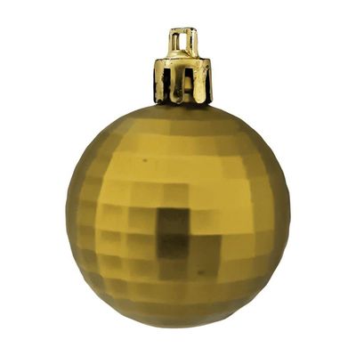 Bola De Natal Dourada Facetada 4cm - 12 Unidades
