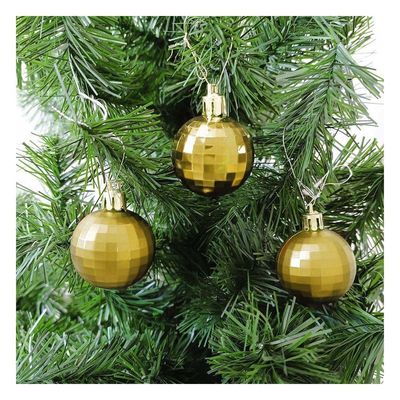 Bola De Natal Dourada Facetada 4cm - 12 Unidades