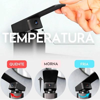 Torneira Monocomando Banheiro Lavatório Baixa Aço Inox Preto