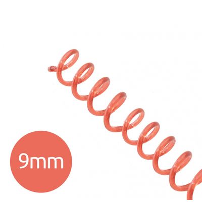 Espiral para Encadernação Vermelho Transparente 9mm 50 Folhas 100 und
