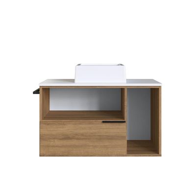 Gabinete Suspenso 80cm Mel Branco 2 Portas Gaveta E Com Cuba 1 Toalheiro BH8020MBCUBA