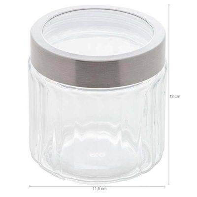 Kit 3 Porta Mantimentos de Vidro Sydney Lyor 870ml e 1,2L Pote com Tampa Inox