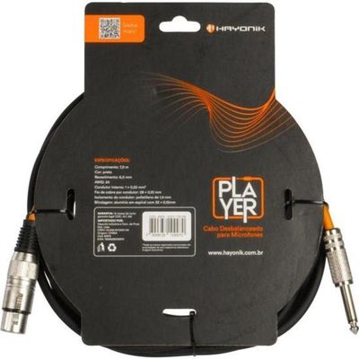 Cabo Para Microfone Player Xlr(f) X P10 7m Preto Hayonik