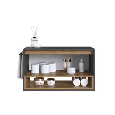 Gabinete Suspenso 80cm Mel Grafite com Nicho Toalheiro Porta BH8060MG