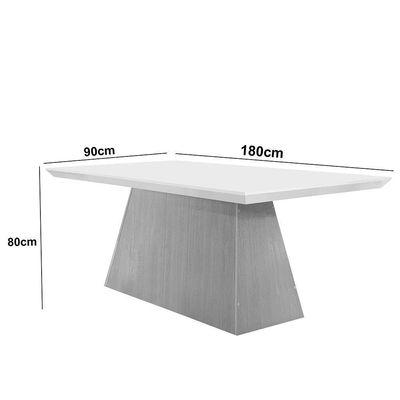 Mesa Sala De Jantar Aida 180cm Em Mdf E Vidro Com Canto Copo