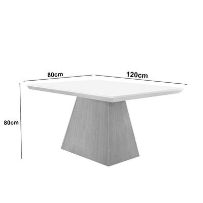 Mesa Sala De Jantar Aida 120cm Em Mdf E Vidro Off White