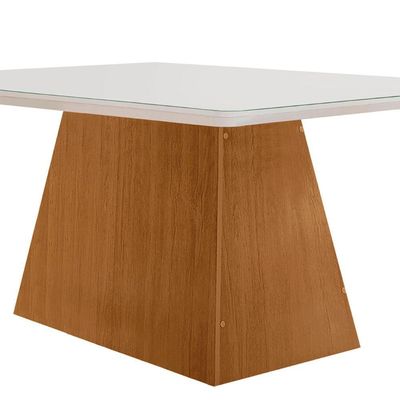 Mesa Sala De Jantar Aida 120cm Em Mdf E Vidro Off White