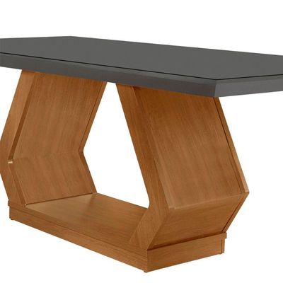 Mesa Para Sala De Jantar Lara 180cm Em Mdf E Vidro Grafite