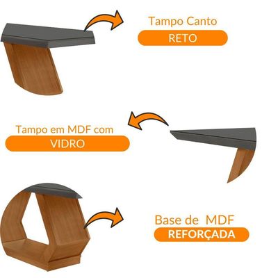 Mesa Para Sala De Jantar Lara 180cm Em Mdf E Vidro Grafite