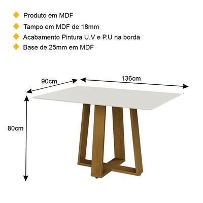 Mesa De Jantar 136cm Multimóveis Cr50044