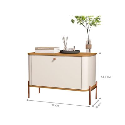 Conjunto Mesa De Cabeceira Albania Off White Nature Bronze