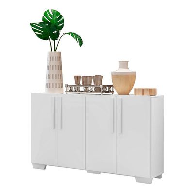 Aparador Buffet 4 Portas Com Pés Quadrados Viena Branco