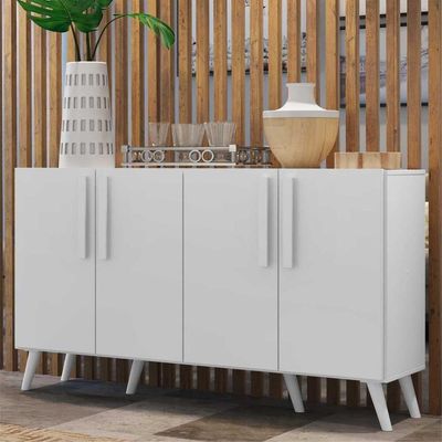 Aparador Buffet 4 Portas Com Pés Retrô Viena Branco