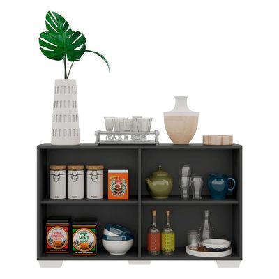 Aparador Buffet 4 Portas Com Pés Quadrados Preto/branco
