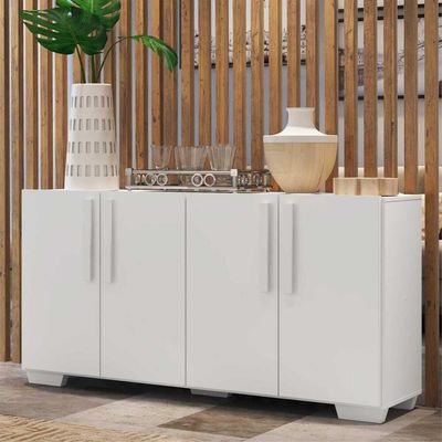 Aparador Buffet 4 Portas Com Pés Quadrados Viena Branco