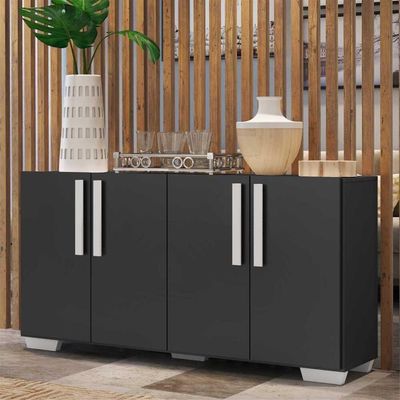Aparador Buffet 4 Portas Com Pés Quadrados Preto/branco