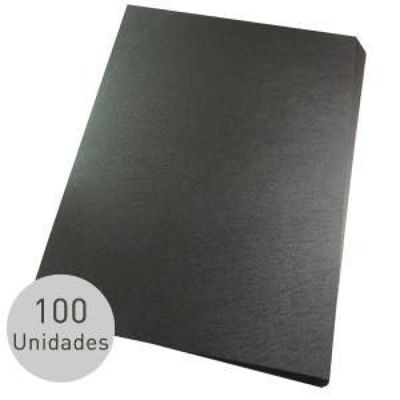 Capa para encadernação Ofício Preta PP Couro 0,30mm 100un